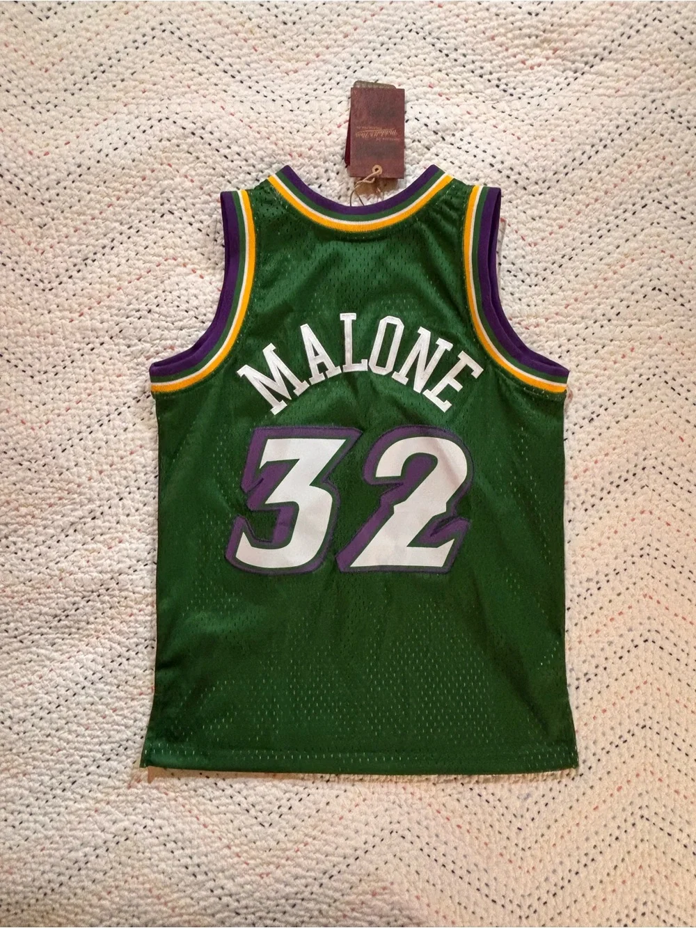 NBA Utah Jazz Green Purple Gold Karl Malone Kids Jersey #32